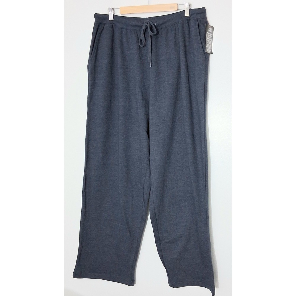 Woman Within Sweatpants Size 1X (22/24) Blue Pullon Wide Leg Cozy Comfort NEW